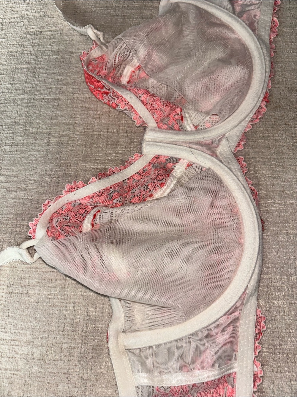 Wacoal Embrace Lace Underwire Bra 34DDD Ivory Coral Floral Romantic Coquette - Picture 12 of 12